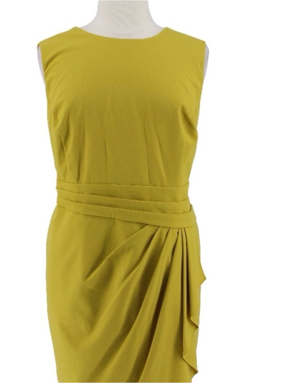 Calvin Klein Yellow Woven Pleated Waistband Dress